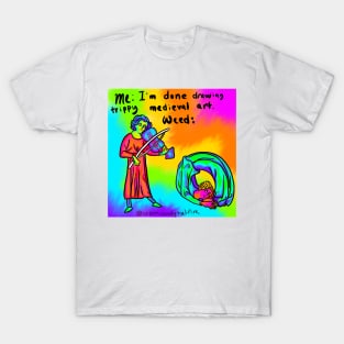 Trippy Weird Medieval Art 90s Retro Rainbow Frank Style T-Shirt